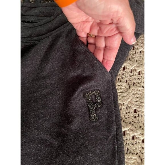 Victorias Secret PINK Love Pink‎ Charcoal Hoodie & Jogger Set XS TOP L PANTS - Picture 12 of 14